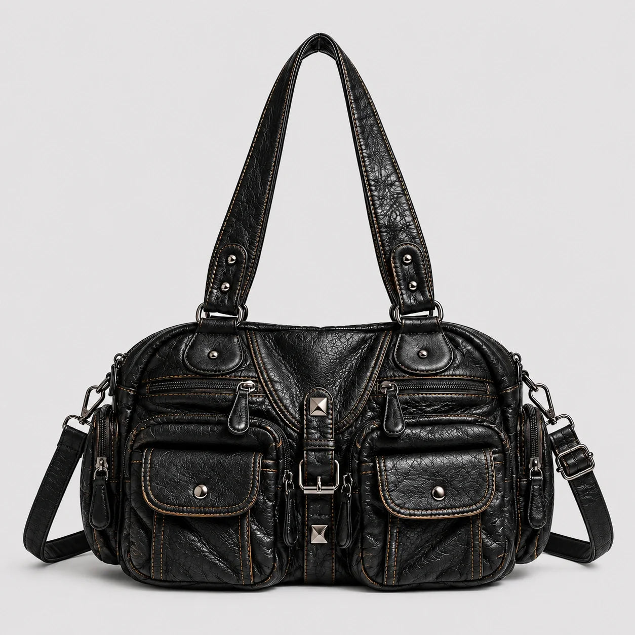 Vintage Handtasche Schwarz – Frontansicht