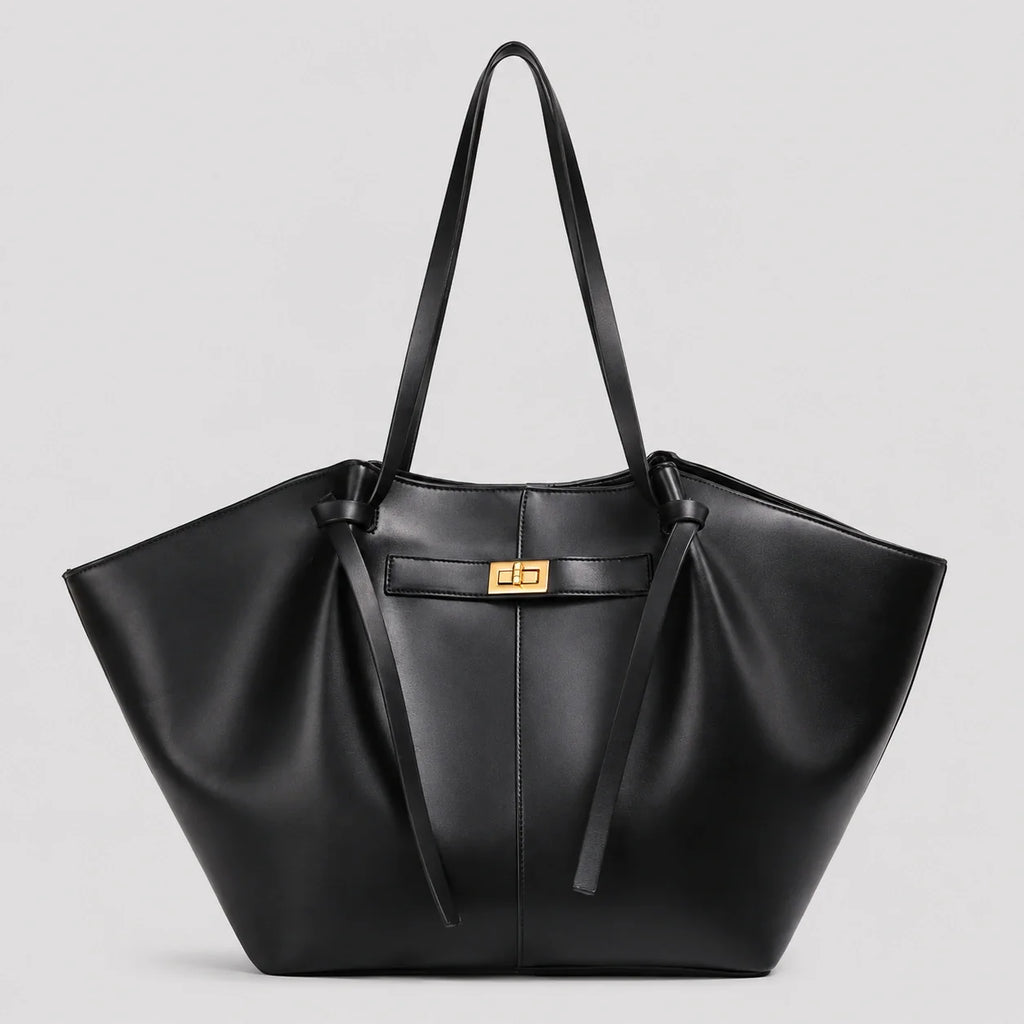 XXL Shopper Tasche Schwarz Lederoptik – Frontansicht