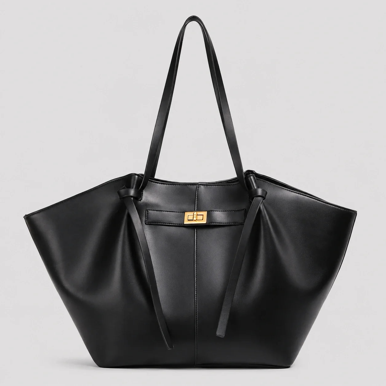 XXL Shopper Tasche Schwarz Lederoptik – Frontansicht