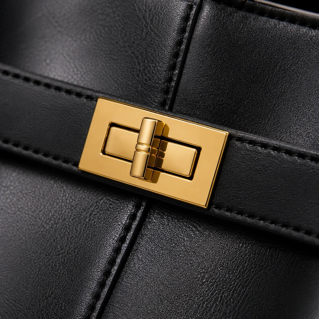 XXL Shopper Tasche Schwarz Lederoptik – Detailaufnahme der Verarbeitung