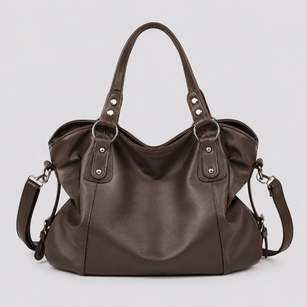 Multi-Fach Handtasche Cognac – Frontansicht
