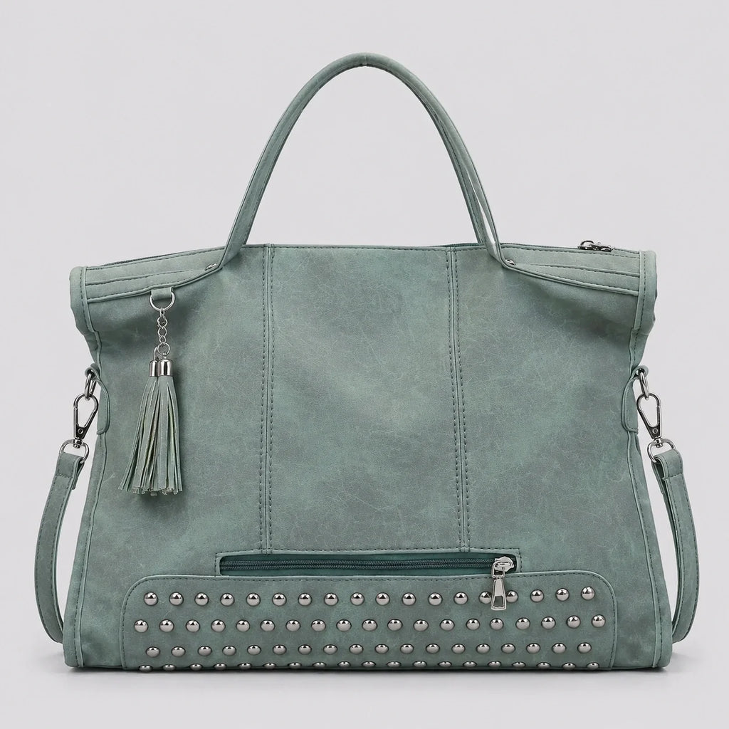 Used-Look Handtasche Salbei – Frontansicht