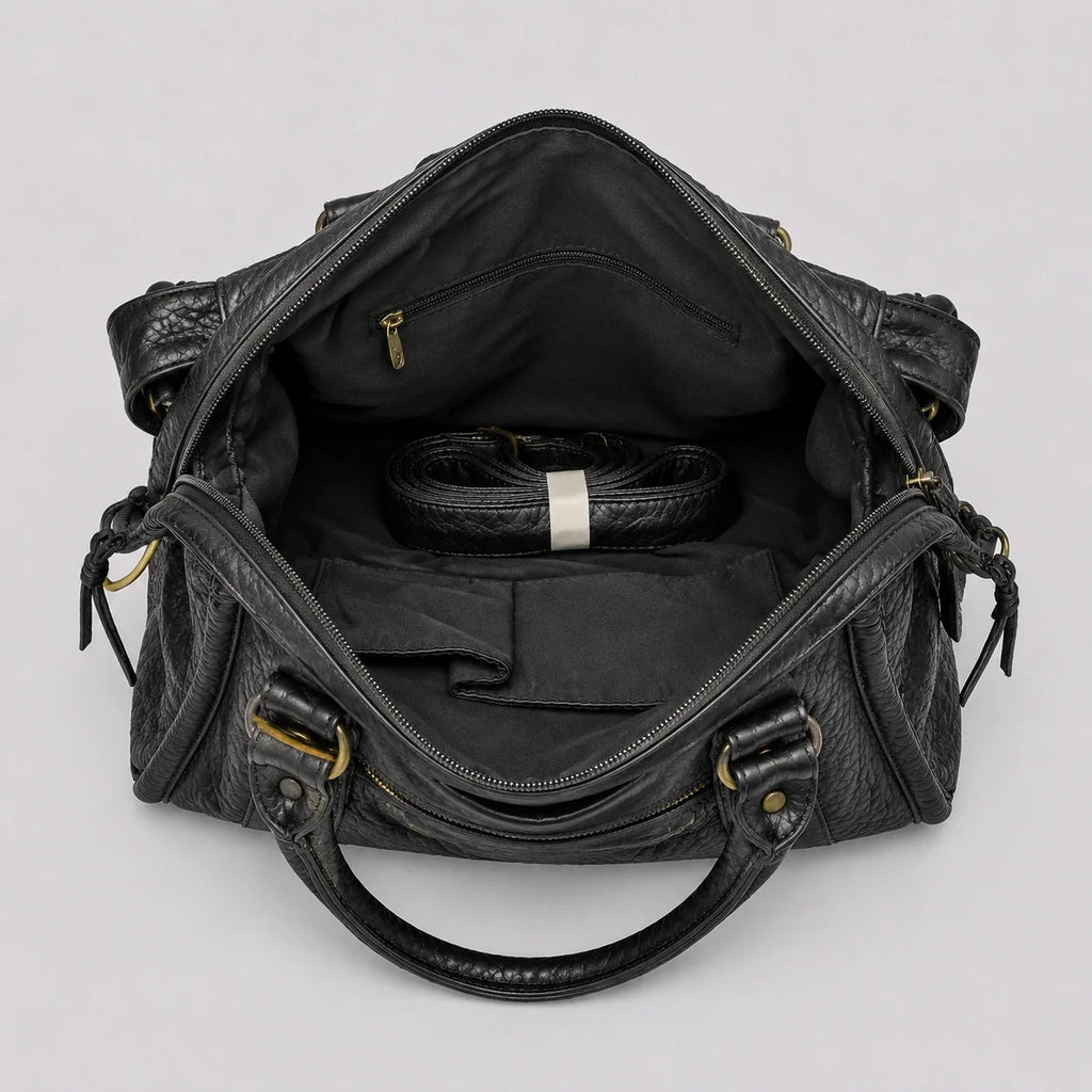 Y2K Damen Handtasche Grau – Nahaufnahme der Materialstruktur