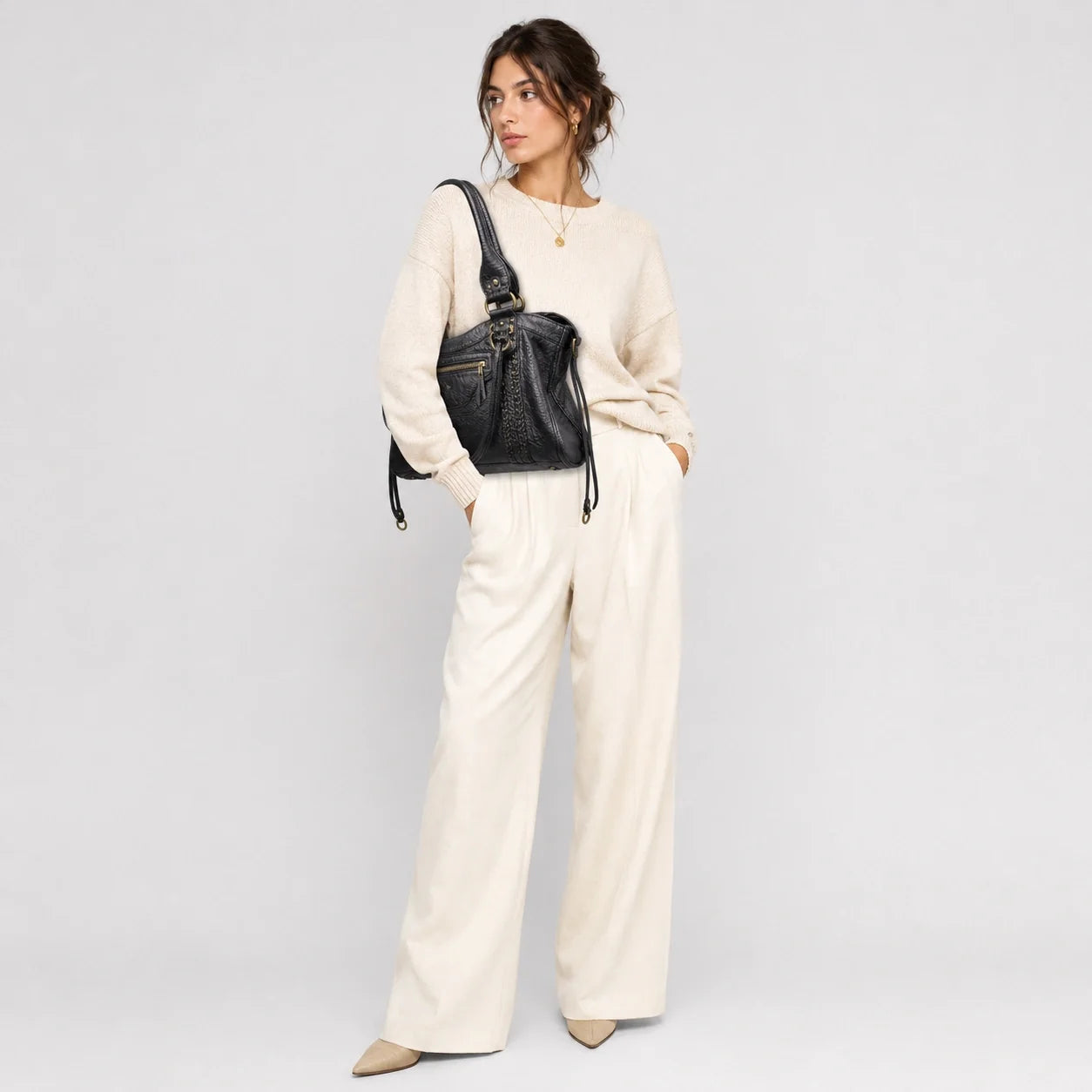 Y2K Damen Handtasche Grau – Ansicht in ganzer Höhe