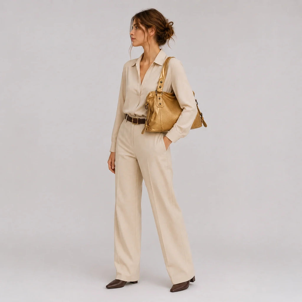 Moderne Handtasche Gold Schuppen-Optik – Nahaufnahme der Materialstruktur