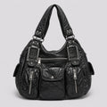 Organizer Handtasche Schwarz Lederoptik – Frontansicht