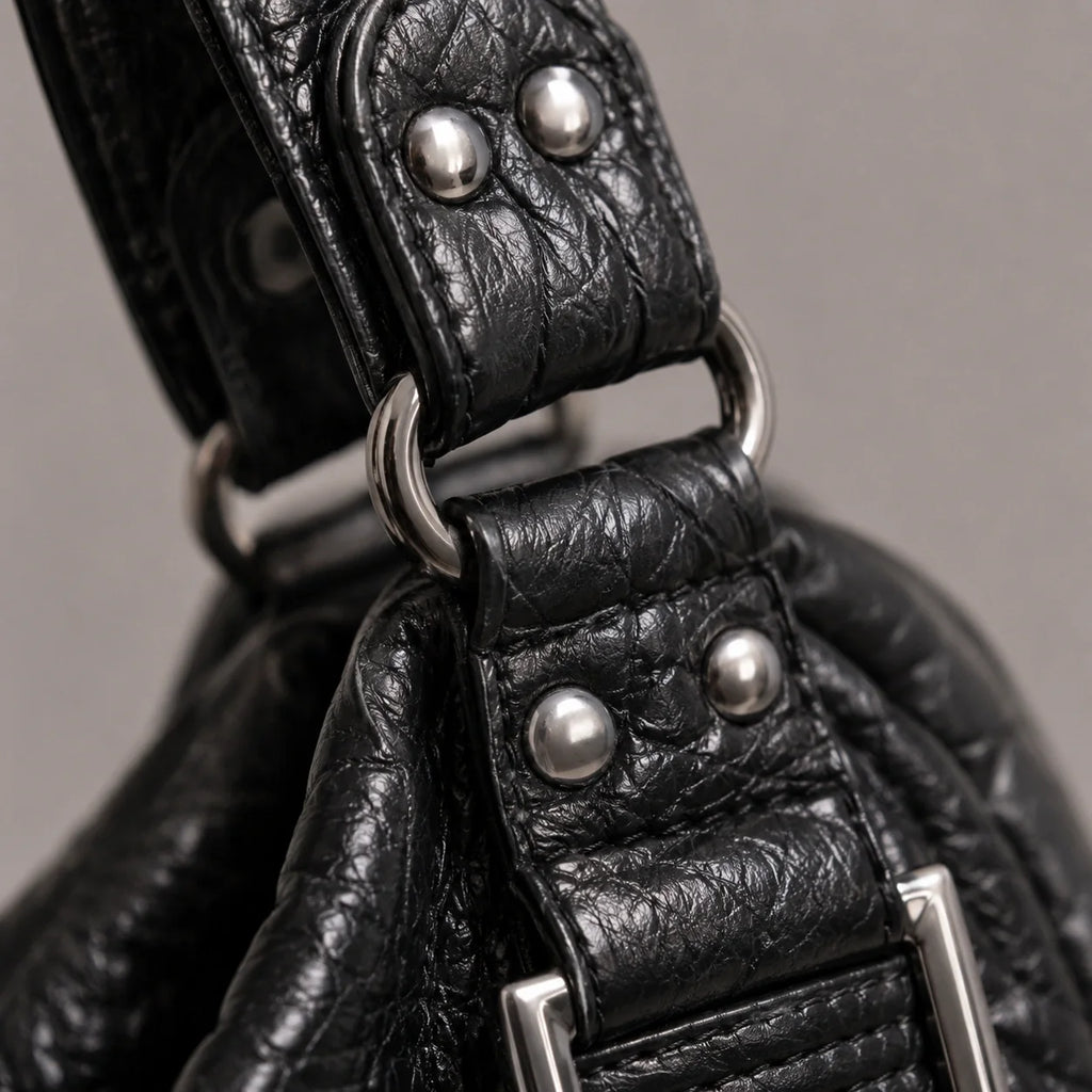 Organizer Handtasche Schwarz Lederoptik – Detailaufnahme der Verarbeitung