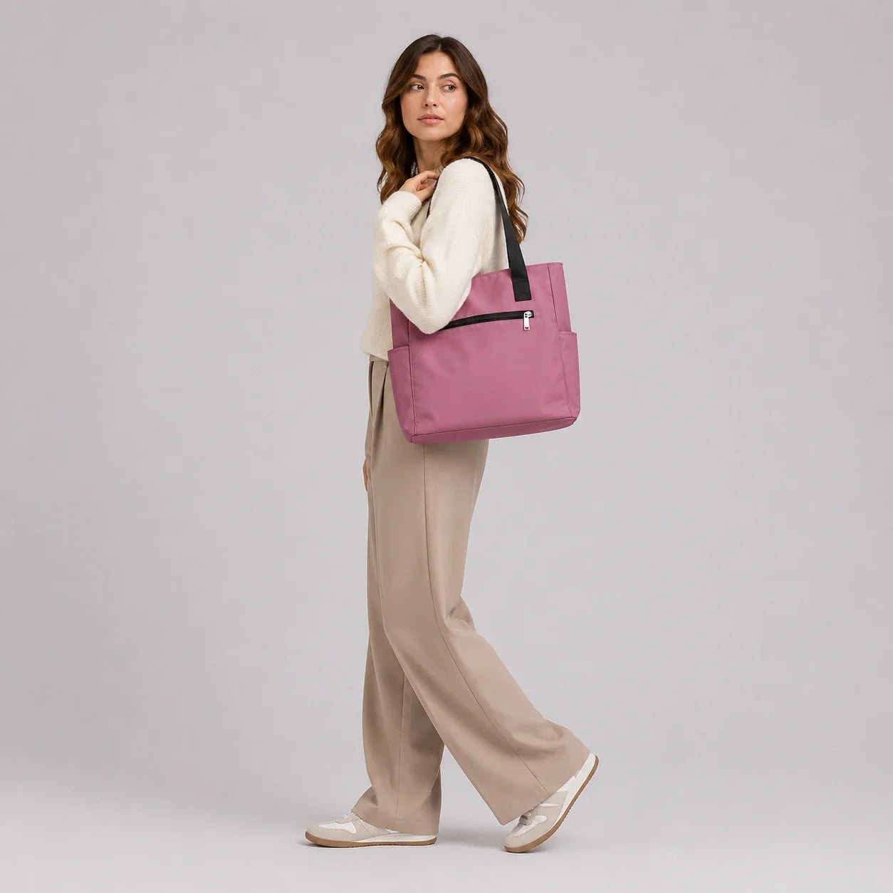Nylon Tasche Rosa – Ansicht in ganzer Höhe