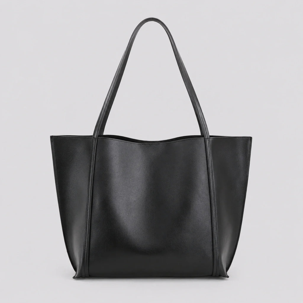 Minimalistischer Tote Bag Schwarz – Frontansicht