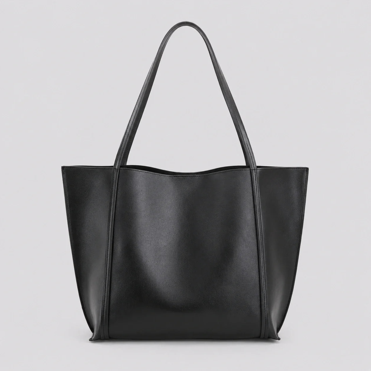 Minimalistischer Tote Bag Schwarz – Frontansicht