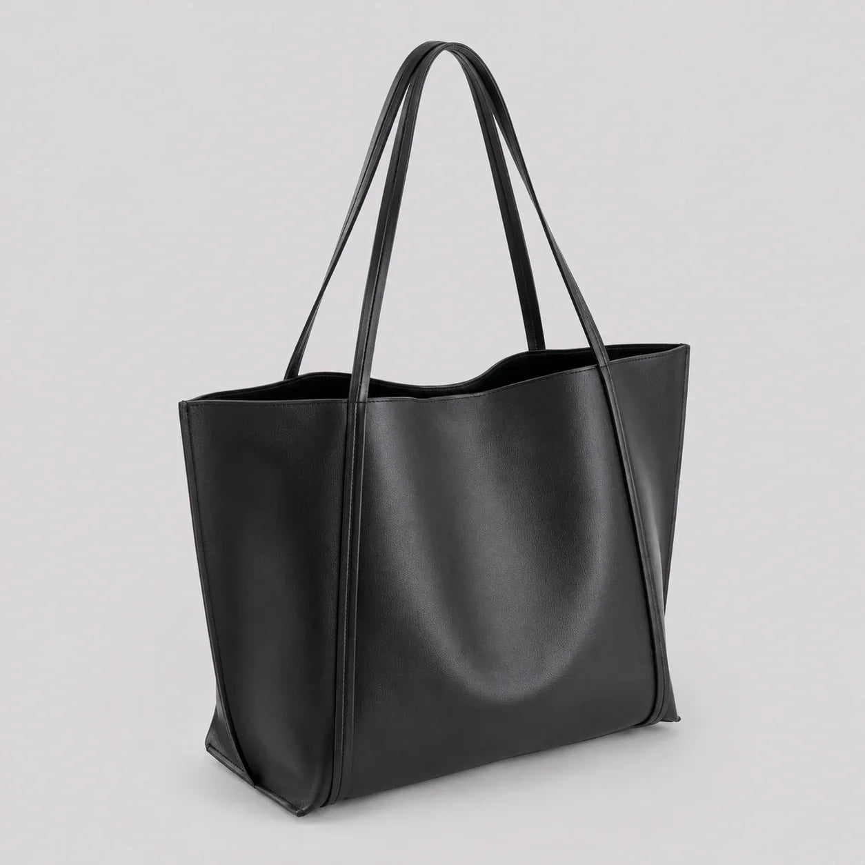 Minimalistischer Tote Bag Schwarz – Seitenansicht im Detail