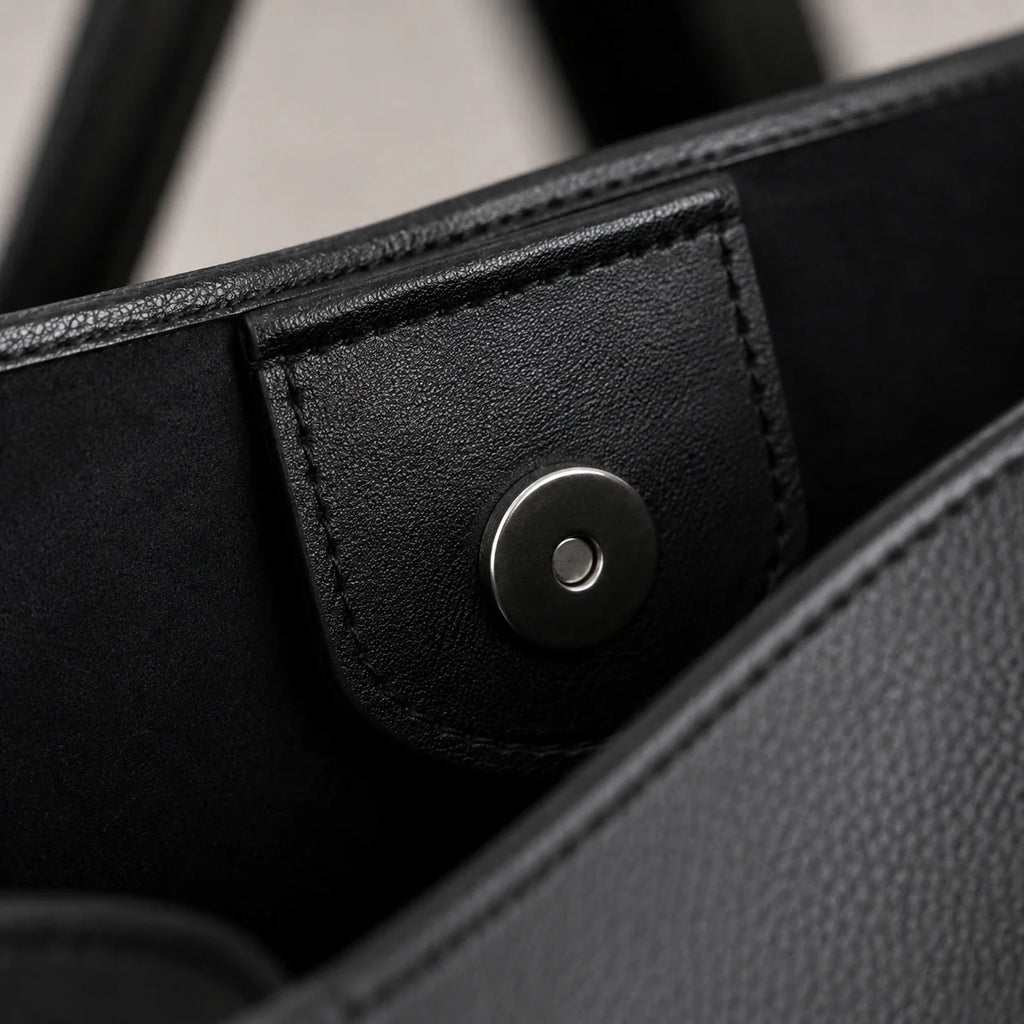 Minimalistischer Tote Bag Schwarz – Nahaufnahme der Materialstruktur
