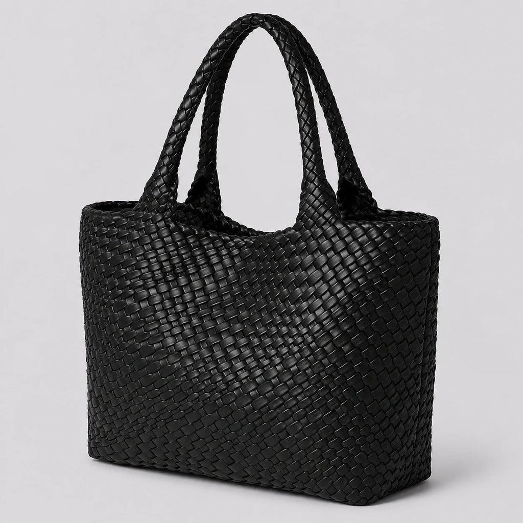 Tote Bag Set Schwarz mit Clutch – Seitenansicht im Detail