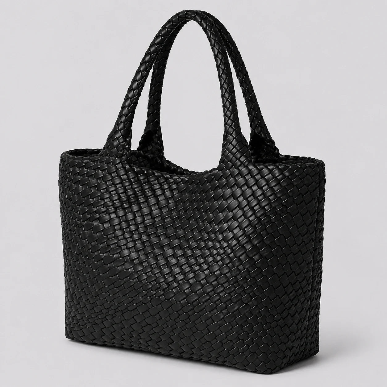Tote Bag Set Schwarz mit Clutch – Seitenansicht im Detail