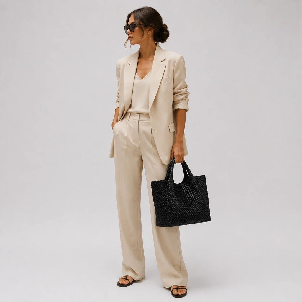 Tote Bag Set Schwarz mit Clutch – Ansicht in ganzer Höhe