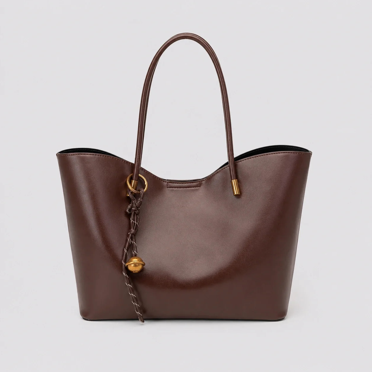 Minimalistische Lederhandtasche Cognac – Frontansicht