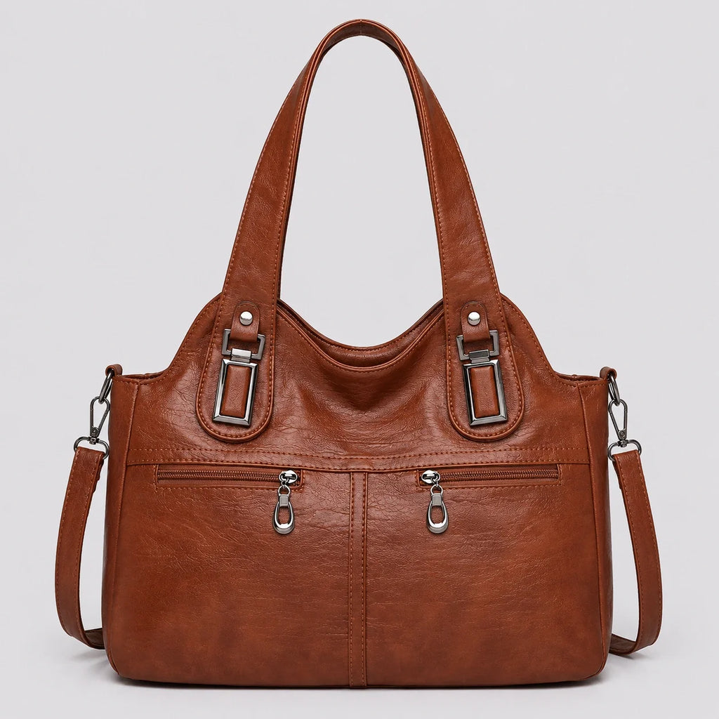 Crossbody Tasche Cognac Groß – Frontansicht
