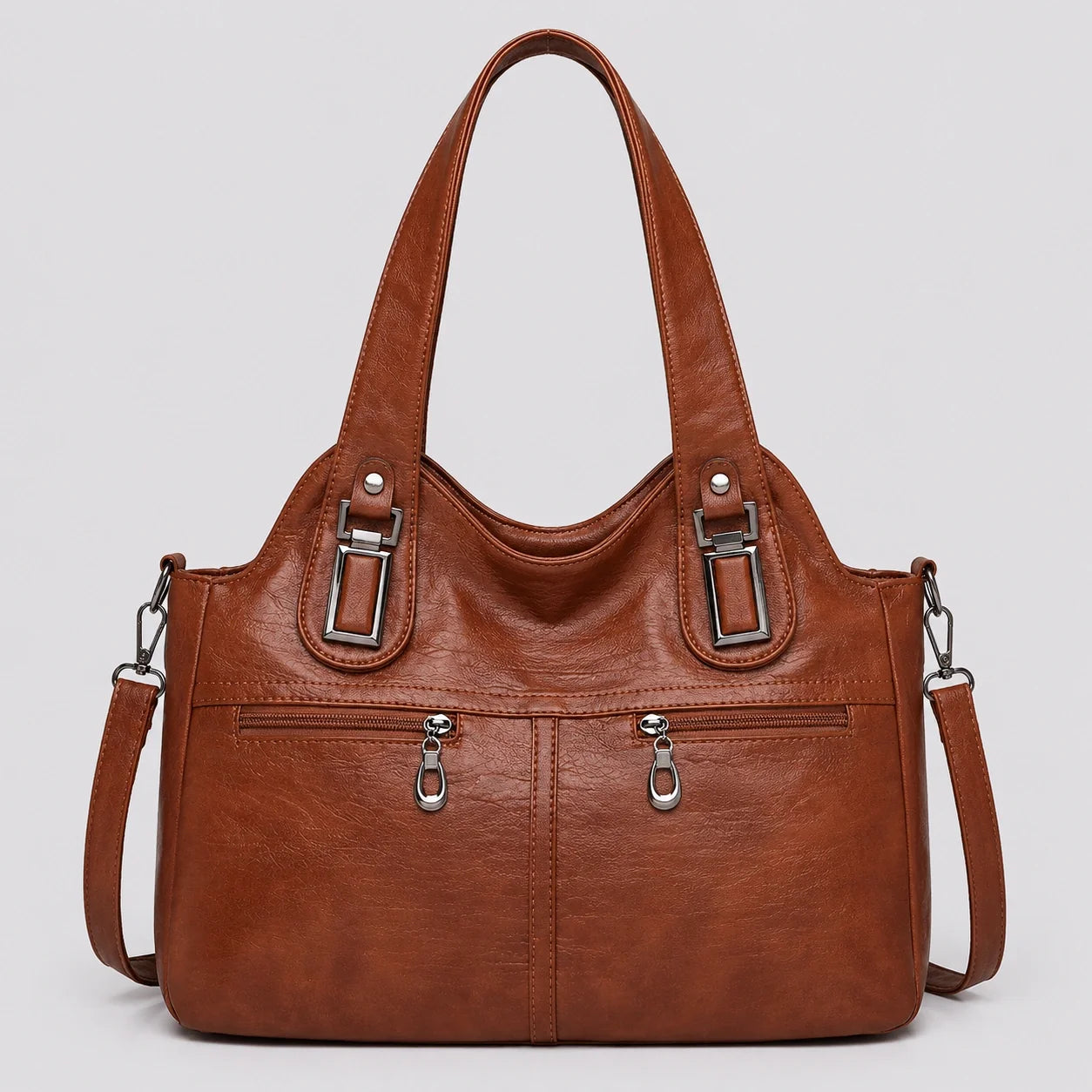 Crossbody Tasche Cognac Groß – Frontansicht