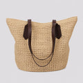 XXL Strohtasche Boho Naturell – Frontansicht