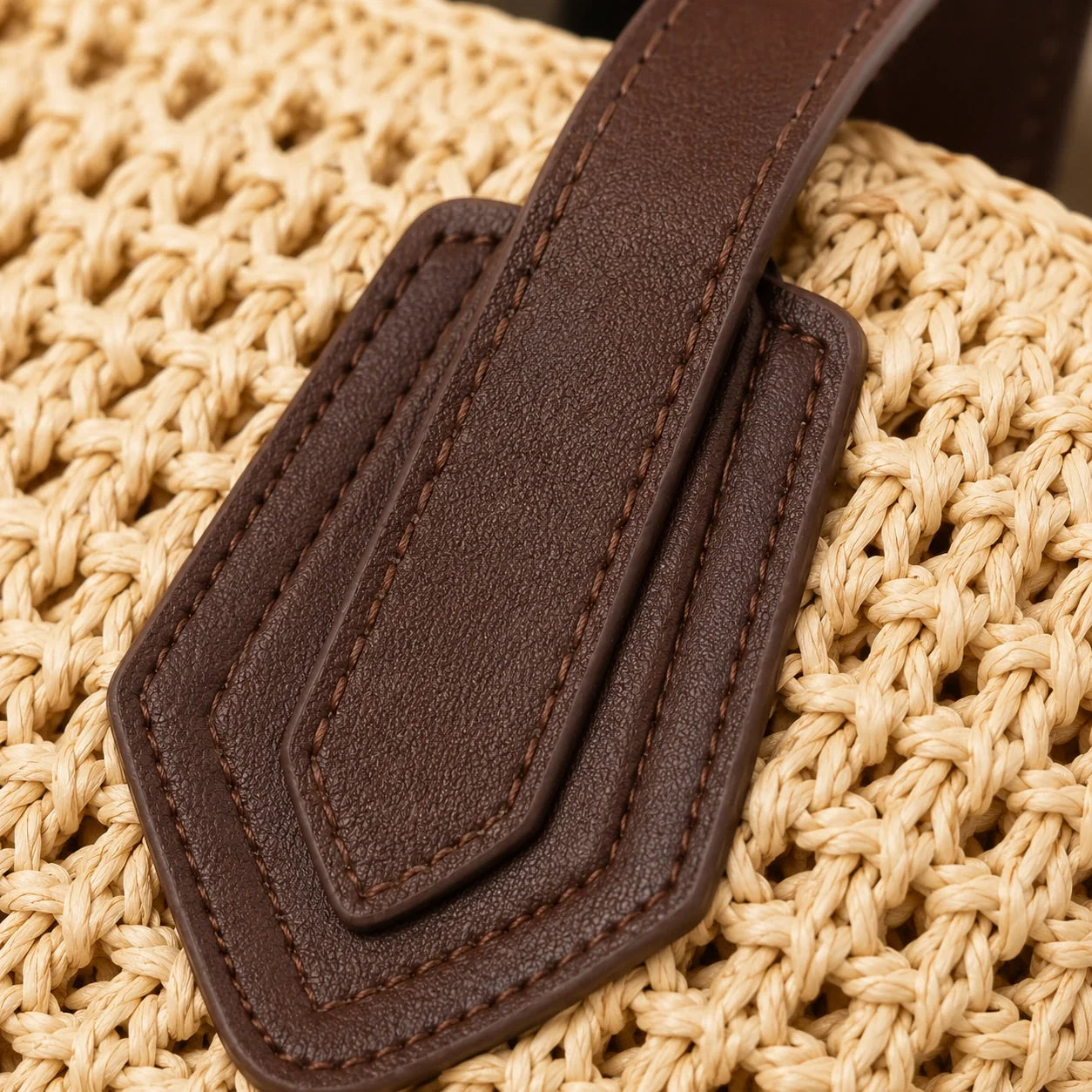 XXL Strohtasche Boho Naturell – Detailaufnahme der Verarbeitung