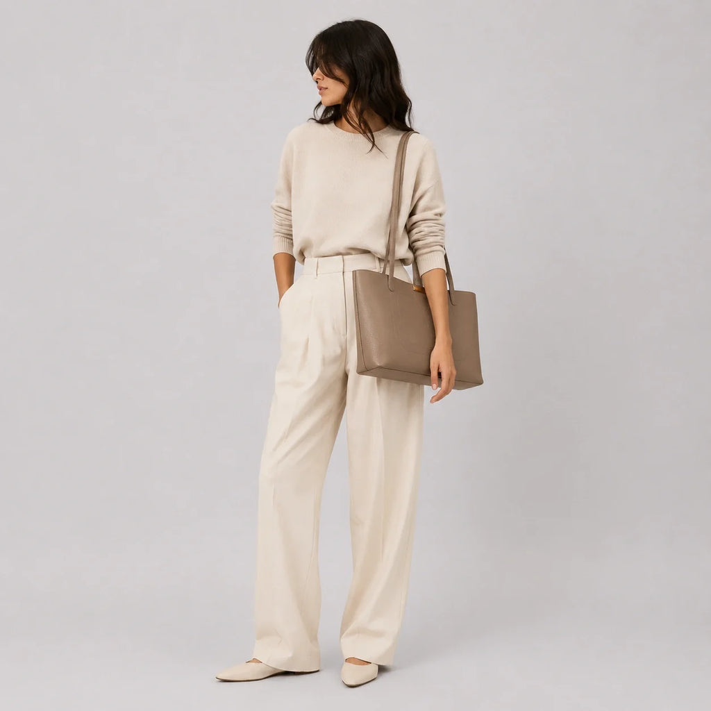 Luxus Shopper Taupe Groß – Ansicht in ganzer Höhe