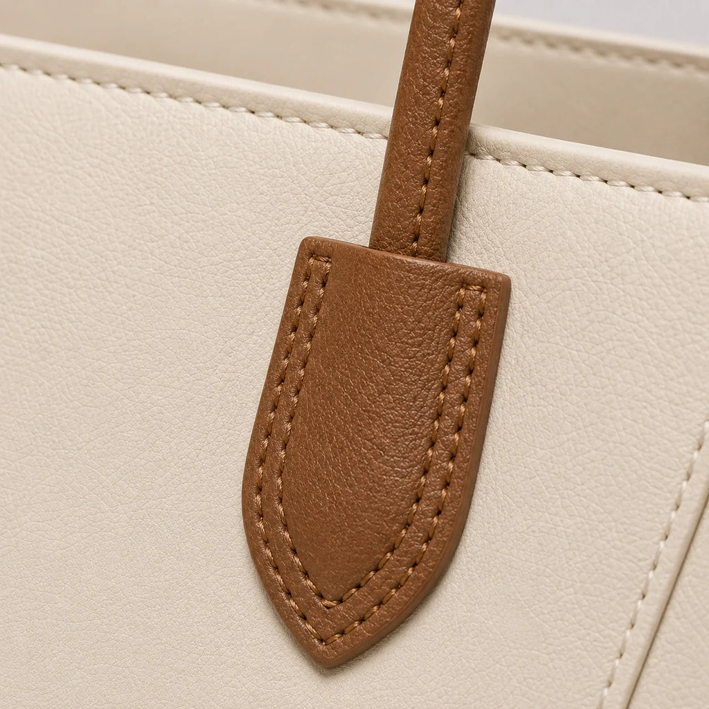 Business Tote Bag Creme – Detailaufnahme der Verarbeitung