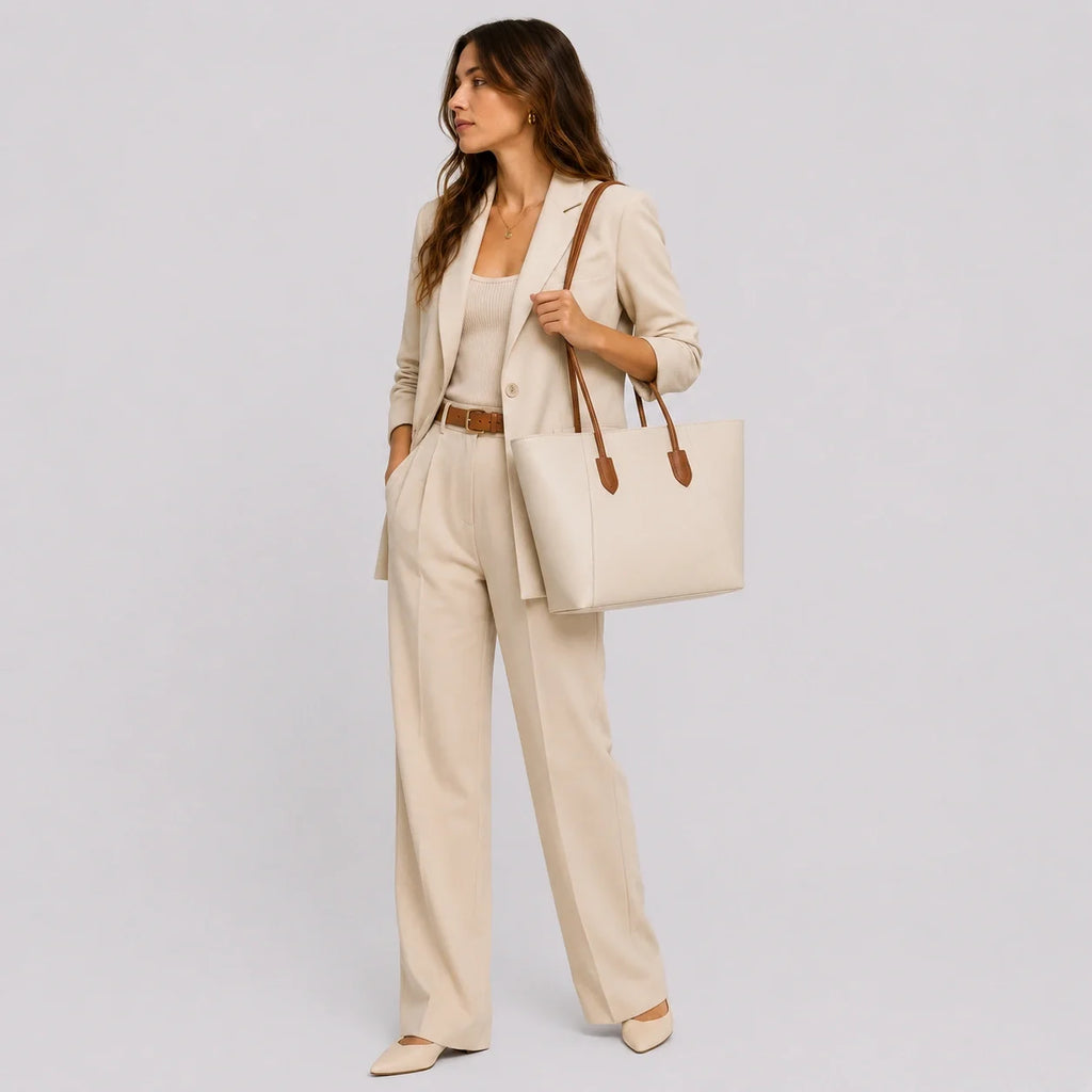 Business Tote Bag Creme – Nahaufnahme der Materialstruktur