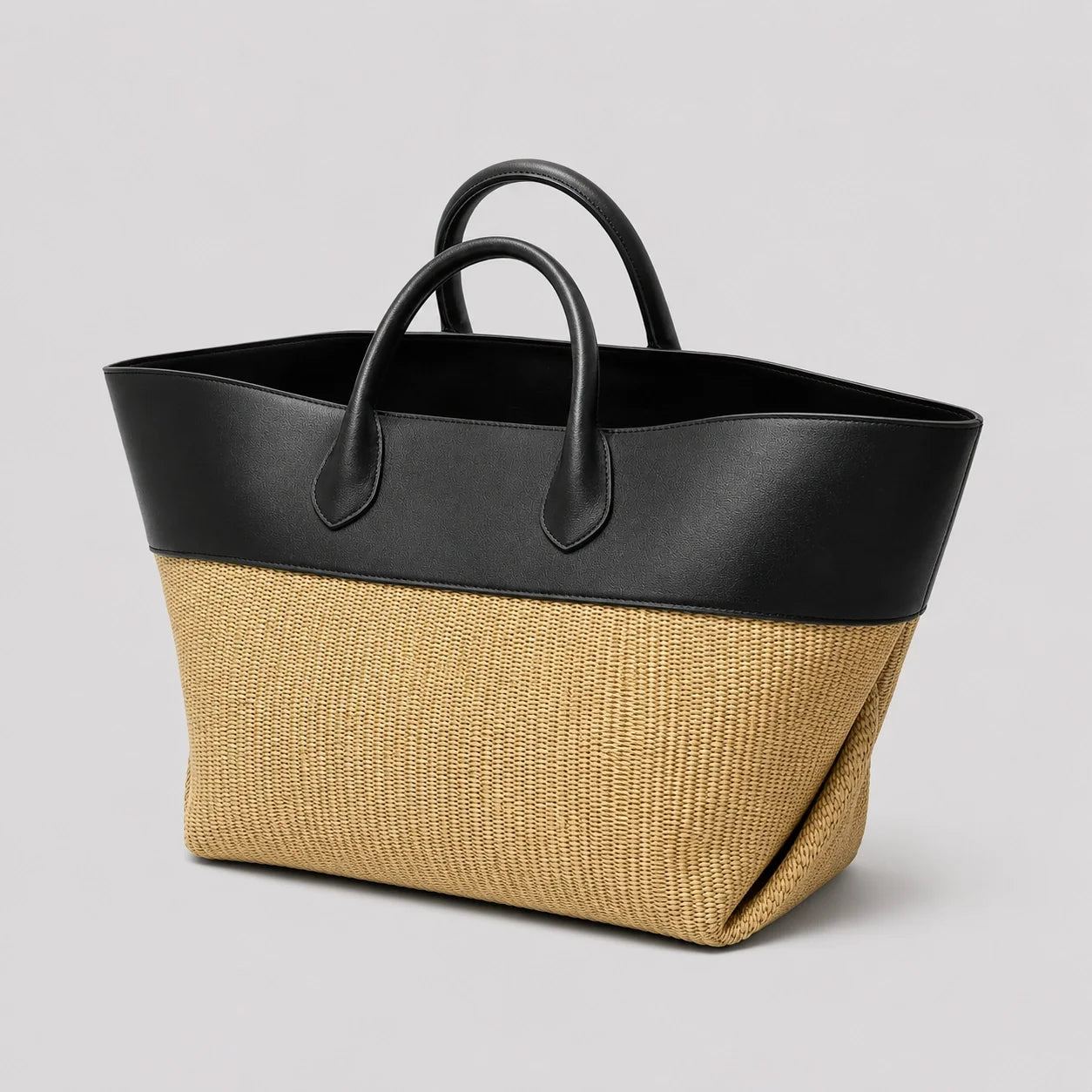 Patchwork Strohtasche Boho – Seitenansicht im Detail