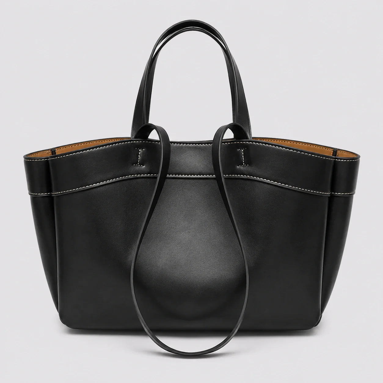 Cognac Lederhandtasche Glanz – Frontansicht