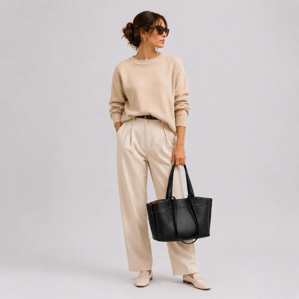 Cognac Lederhandtasche Glanz – Nahaufnahme der Materialstruktur