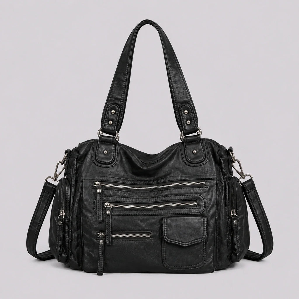 Wandelbare Hobo Tasche Schwarz – Frontansicht