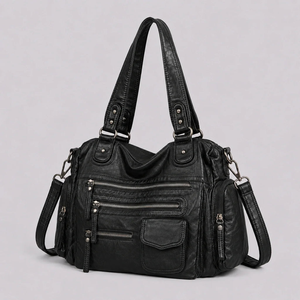 Wandelbare Hobo Tasche Schwarz – Seitenansicht im Detail