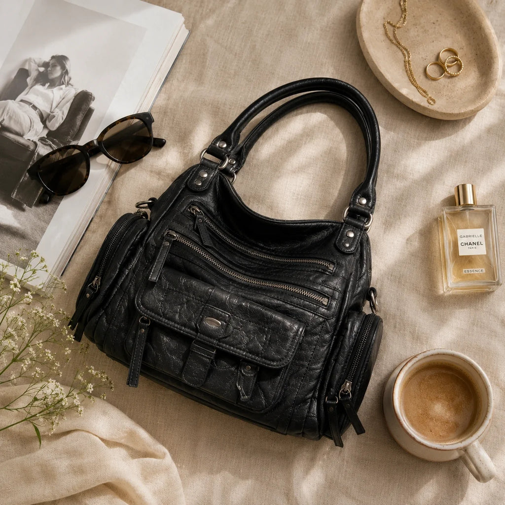 Wandelbare Hobo Tasche Schwarz – Produktaufnahme freigestellt