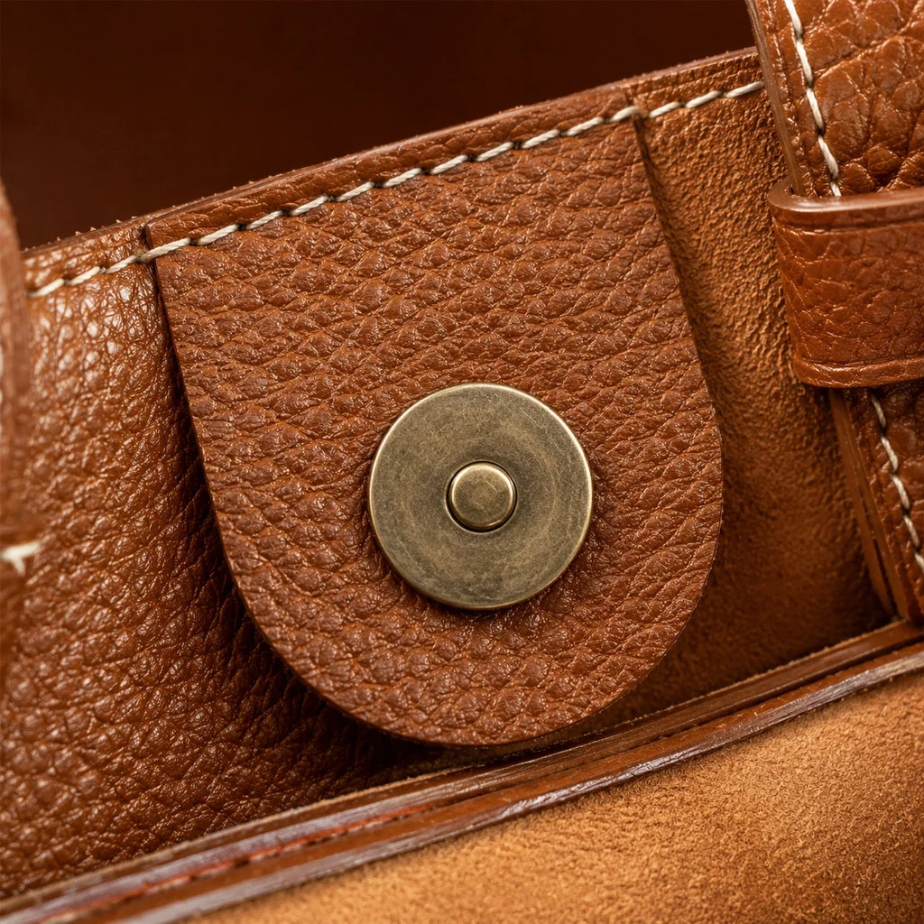 Tote Bag Weiches Leder Braun – Nahaufnahme der Materialstruktur