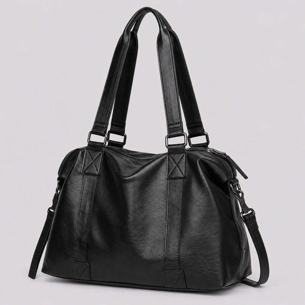 Große Shopper Tasche Schwarz – Seitenansicht im Detail