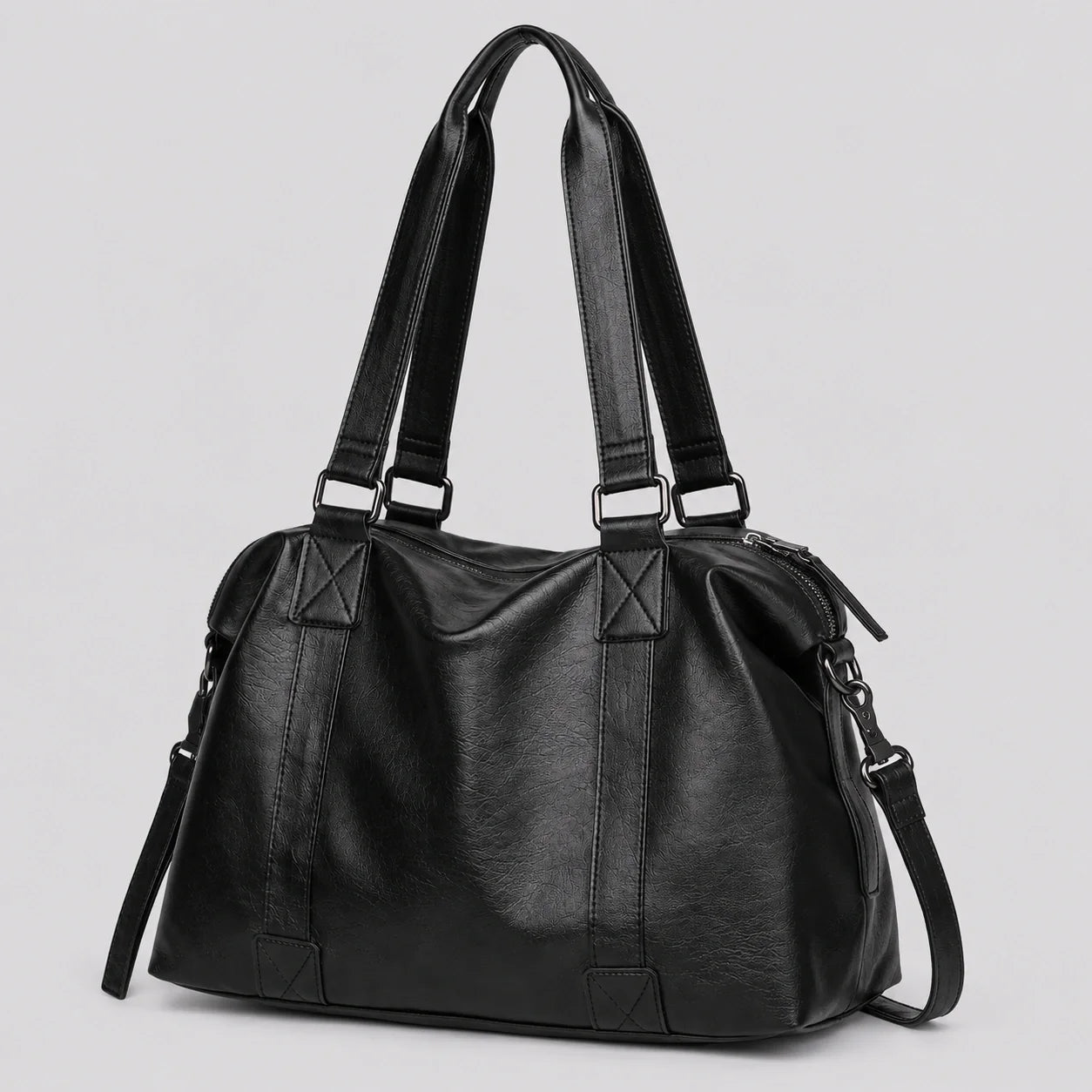 Große Shopper Tasche Schwarz – Seitenansicht im Detail