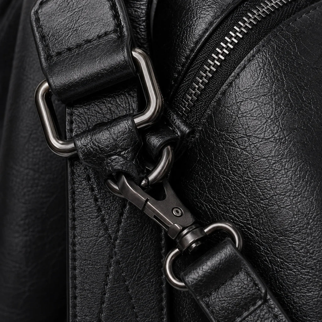 Große Shopper Tasche Schwarz – Detailaufnahme der Verarbeitung