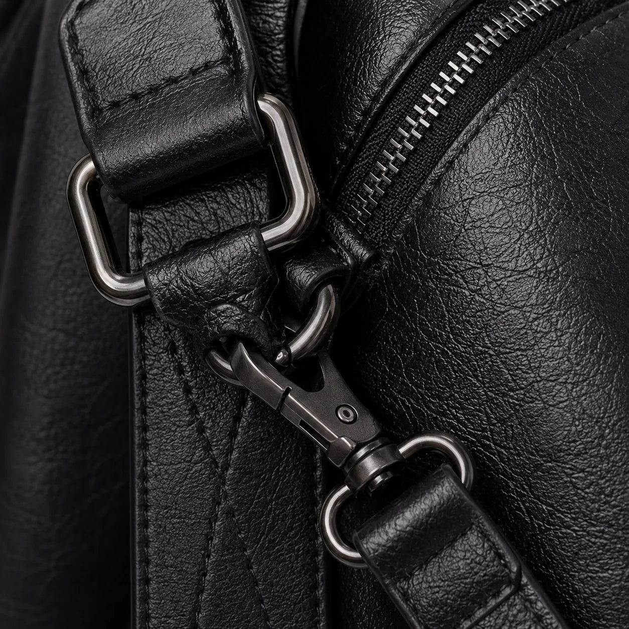 Große Shopper Tasche Schwarz – Detailaufnahme der Verarbeitung