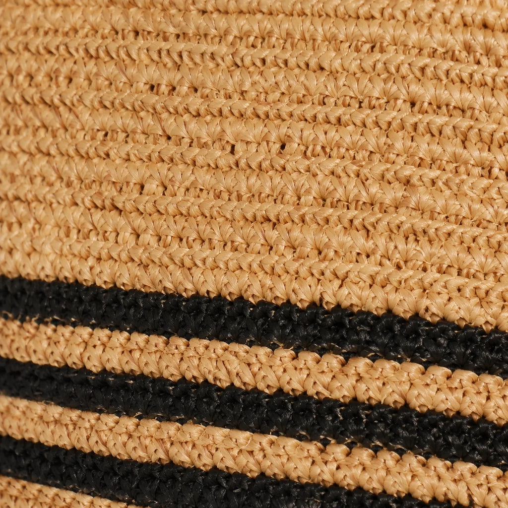 Stroh Tote Bag Naturell – Innenansicht mit geöffnetem Fach