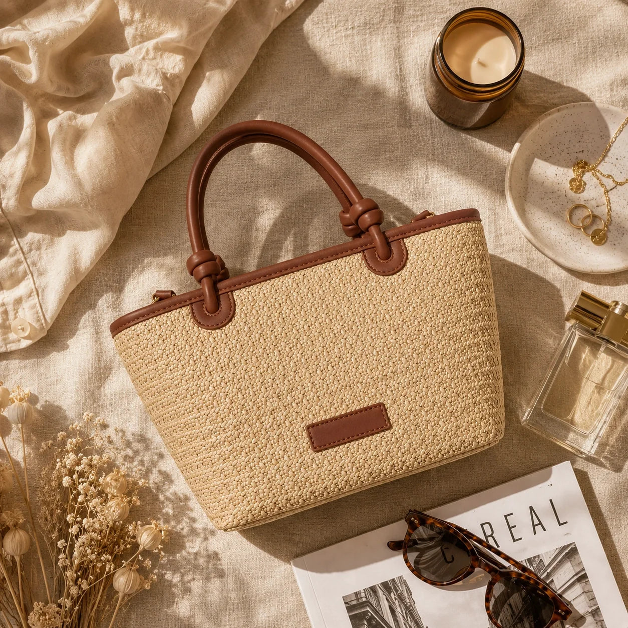 Mini Tote Bag Naturell – Ansicht in ganzer Höhe